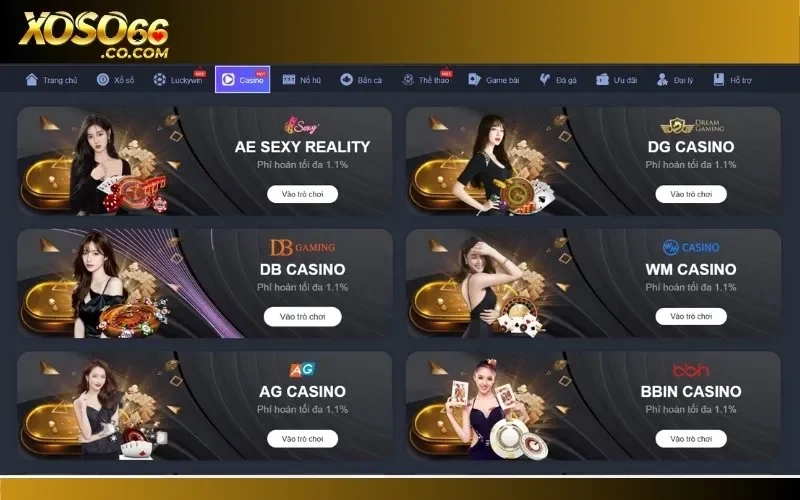 Các sảnh casino được cung cấp bởi các nhà phát hành uy tín